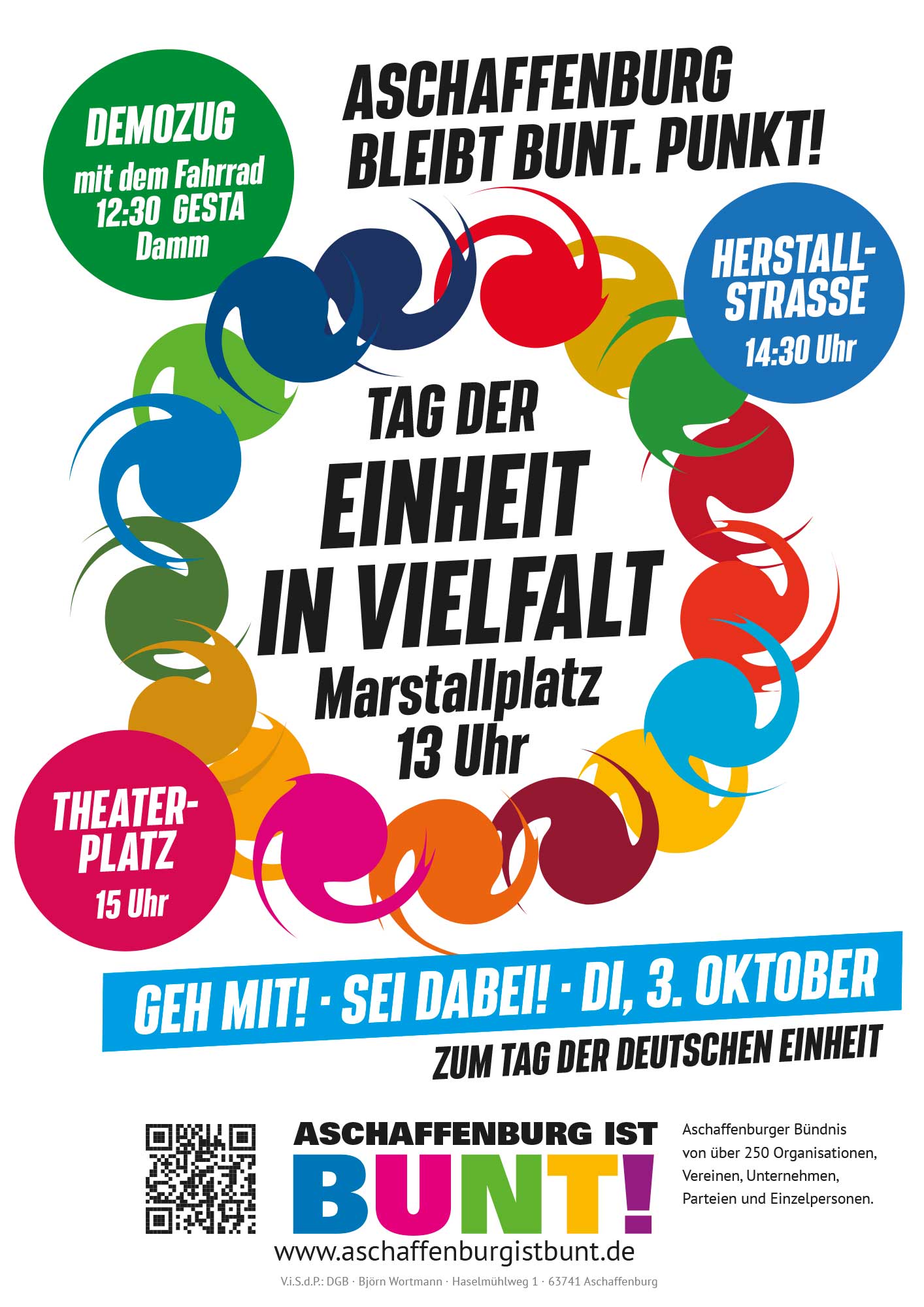 Aschaffenburg ist bunt – Demo am 3. Oktober 2023